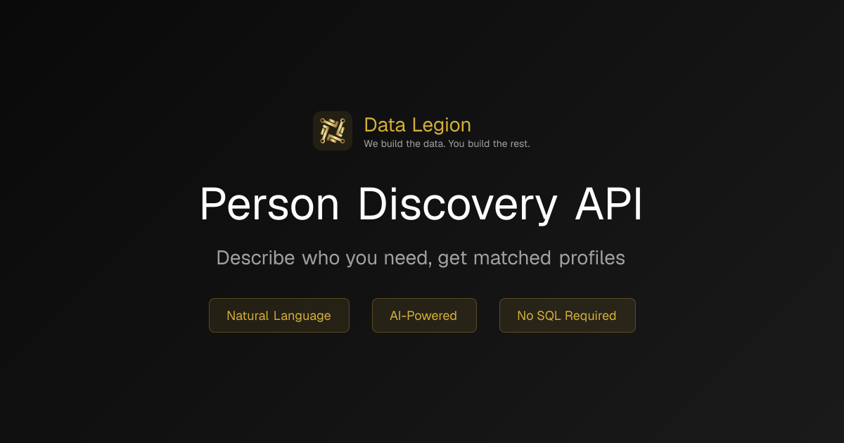 Person Discovery API - Natural Language Search | Data Legion