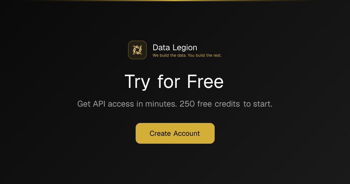 Sign Up for API Access | Data Legion
